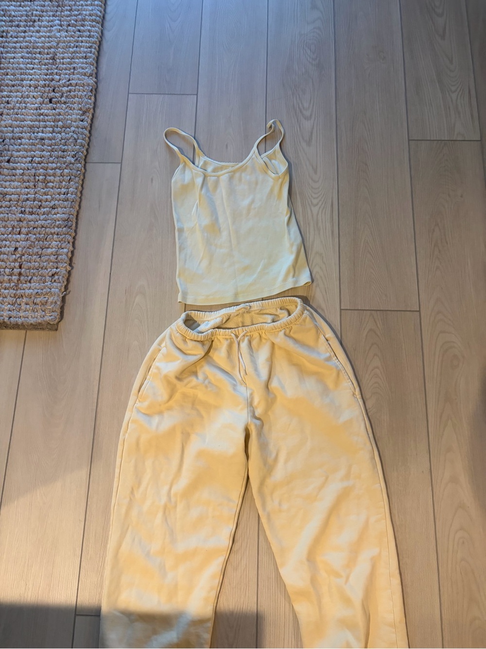 Brandy Melville Yellow Tank Top and Sweatpants Set